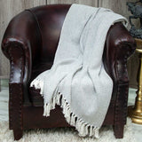 Handloomed Dark Gray Cotton Throw Blanket with Tassels - Homeroots - Flyclothing LLC