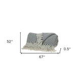 Handloomed Dark Gray Cotton Throw Blanket with Tassels - Homeroots - Flyclothing LLC