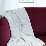 Handloomed Dark Gray Cotton Throw Blanket with Tassels - Homeroots - Flyclothing LLC