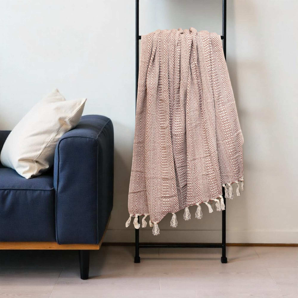 Brown and Beige Woven Herringbone Handloomed Throw - Homeroots - Flyclothing LLC