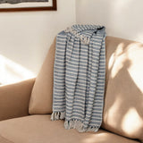 52" X 67" Blue and Gray Quilted Cotton Striped Throw Blanket - Homeroots - Flyclothing LLC