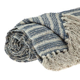 52" X 67" Blue and Gray Quilted Cotton Striped Throw Blanket - Homeroots - Flyclothing LLC