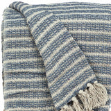 52" X 67" Blue and Gray Quilted Cotton Striped Throw Blanket - Homeroots - Flyclothing LLC