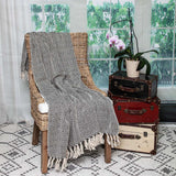 Boho Black and Beige Woven Diamond Pattern Throw with Tassels - Homeroots - Flyclothing LLC