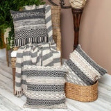 Black and Beige Diamond Weave Soft Cotton Handloom Throw - Homeroots - Flyclothing LLC