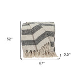 Black and Beige Diamond Weave Soft Cotton Handloom Throw - Homeroots - Flyclothing LLC
