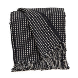 52" X 67" Black and White Woven Cotton Striped Throw Blanket with Tassels - Homeroots - Flyclothing LLC