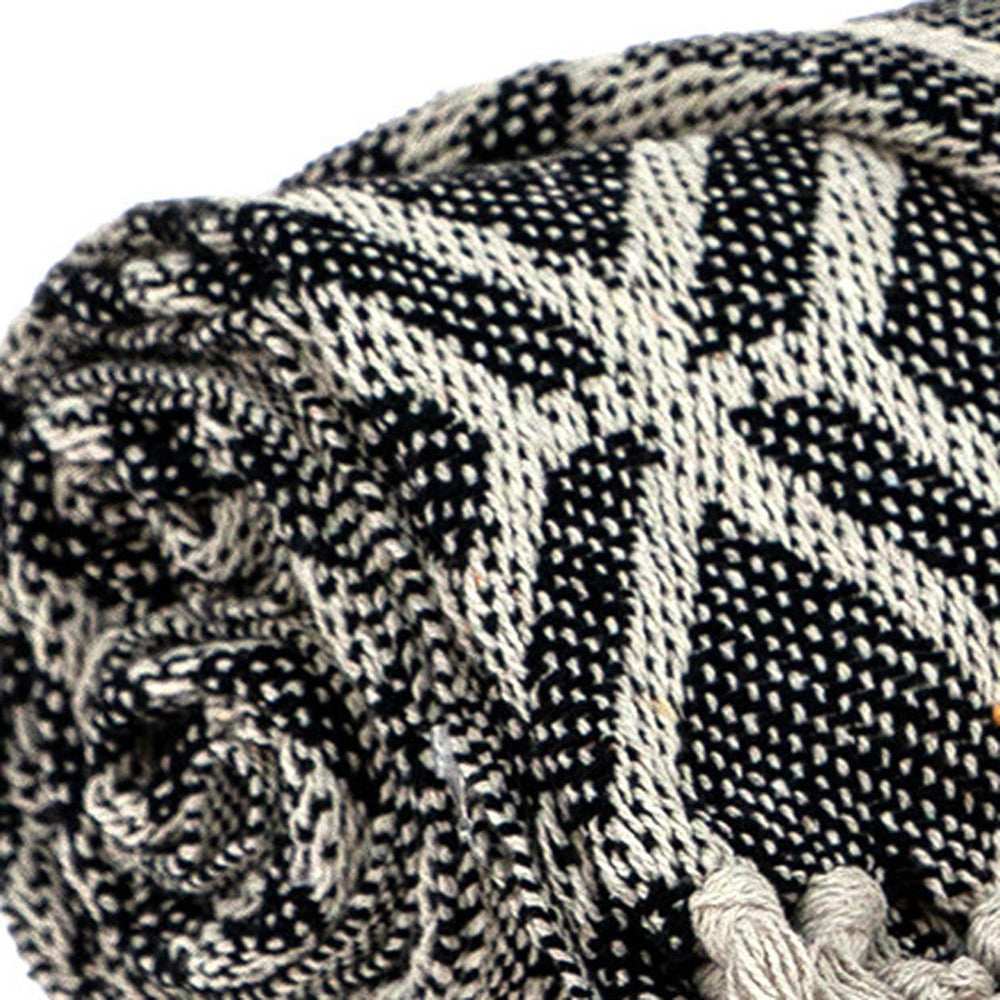 Grey and Beige Handloom Geometric Woven Throw Blanket - Homeroots - Flyclothing LLC