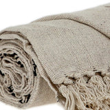 52" X 67" Beige and Black Woven Cotton Striped Throw Blanket with Tassels - Homeroots - Flyclothing LLC