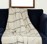 52" X 67" Beige and Black Woven Cotton Striped Throw Blanket with Tassels - Homeroots - Flyclothing LLC