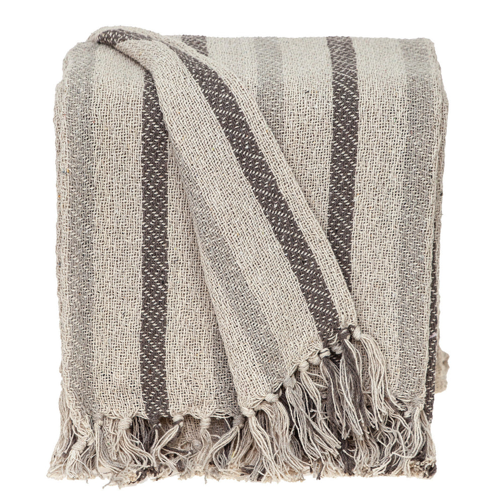 52" X 67" Beige Quilted Cotton Striped Throw Blanket - Homeroots - Flyclothing LLC