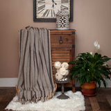 Brown and Taupe Striped Woven Handloom Throw - Homeroots - Flyclothing LLC