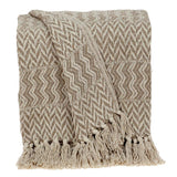 Multi Beige Herringbone Woven Handloom Throw - Homeroots - Flyclothing LLC