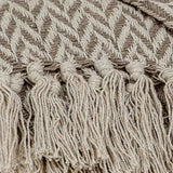 Multi Beige Herringbone Woven Handloom Throw - Homeroots - Flyclothing LLC