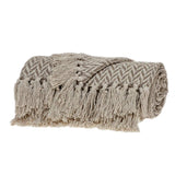 Multi Beige Herringbone Woven Handloom Throw - Homeroots - Flyclothing LLC