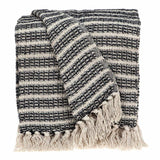 Black and Beige Striped Woven Handloom Throw Blanket - Homeroots - Flyclothing LLC