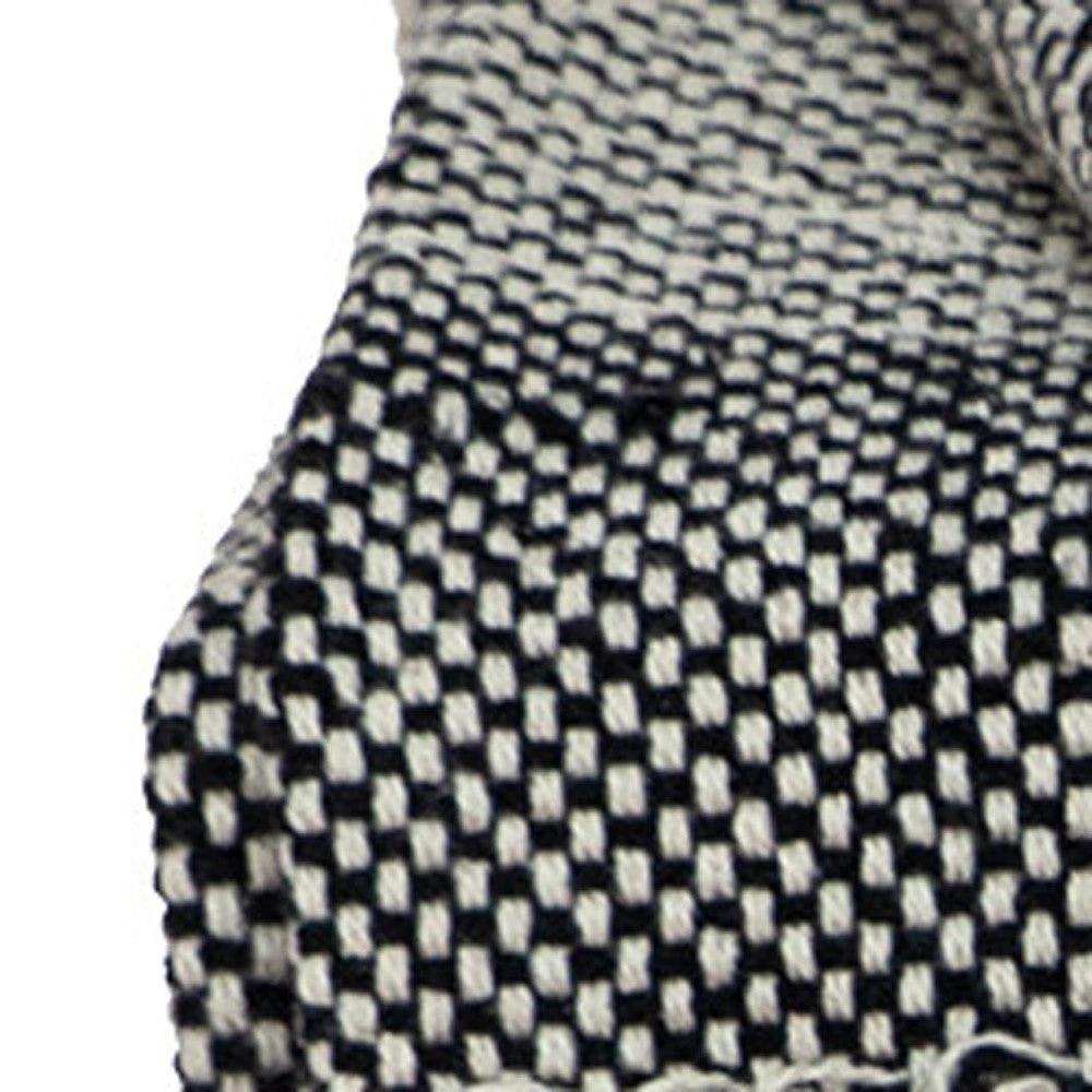 Boho Beige and Black Handloom Weave Throw with Decorative Tassels - Homeroots - Flyclothing LLC