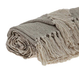 Tufted Beige Fringed Woven Handloom Throw - Homeroots - Flyclothing LLC