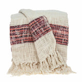 Beige and Shades of Pink Strips Woven Handloom Throw Blanket - Homeroots - Flyclothing LLC