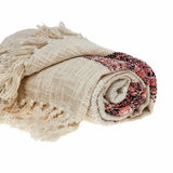 Beige and Shades of Pink Strips Woven Handloom Throw Blanket - Homeroots - Flyclothing LLC