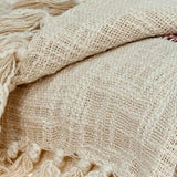 Beige and Shades of Pink Strips Woven Handloom Throw Blanket - Homeroots - Flyclothing LLC