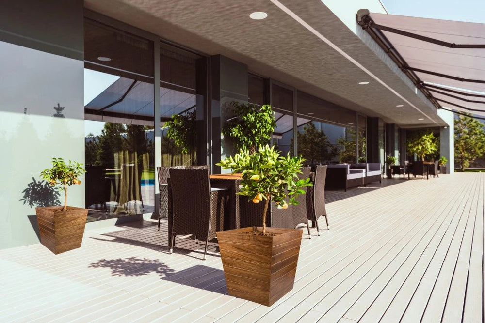 21" Brown Solid Teak Wood Indoor Outdoor Square Planter Box - Homeroots