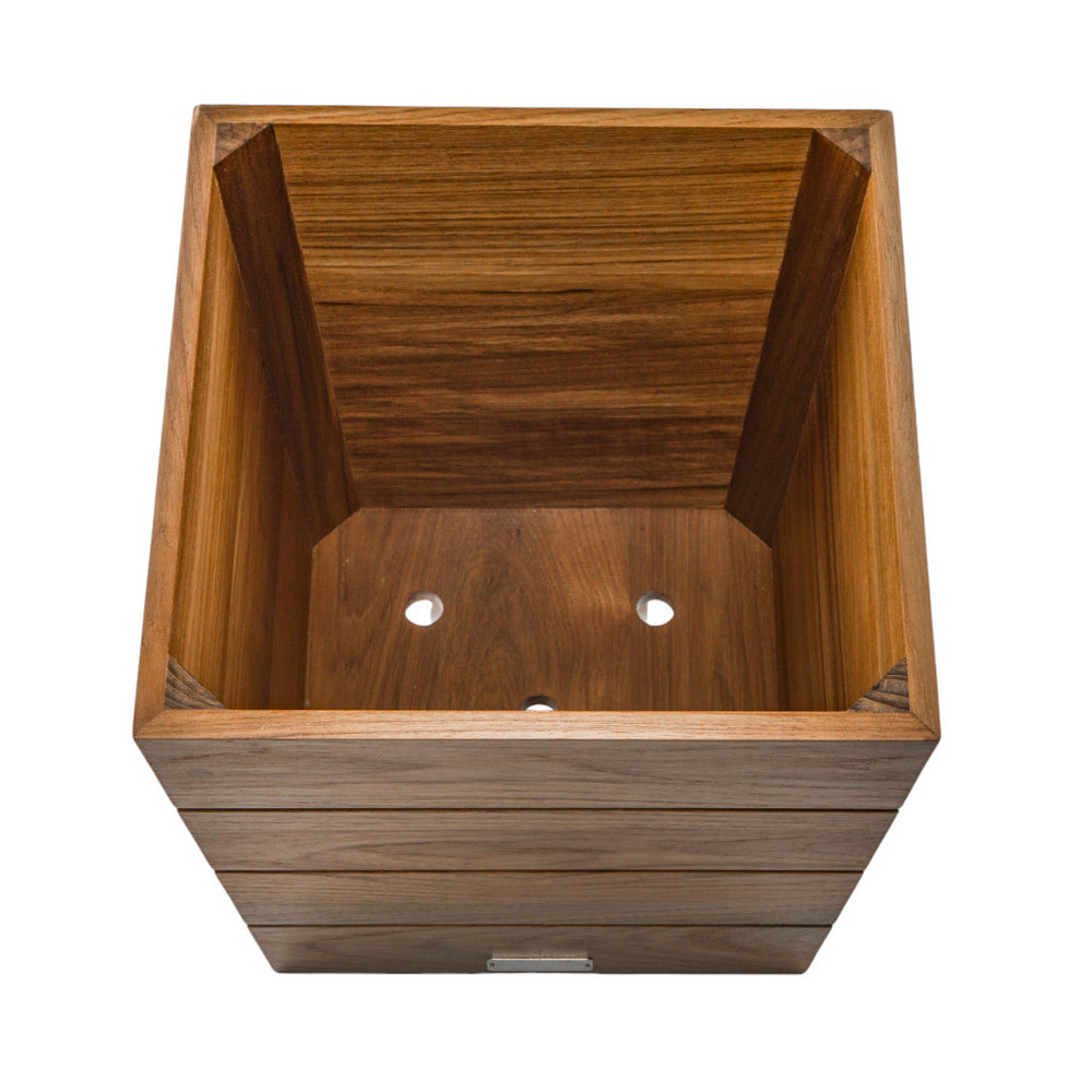 12" Brown Solid Teak Wood Indoor Outdoor Square Planter Box - Homeroots