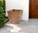 12" Brown Solid Teak Wood Indoor Outdoor Square Planter Box - Homeroots