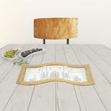 17" Clear And Gold Rectangular Glass Handmade Divided Serving Dish - Homeroots