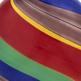 9" Red and Green Murano Glass Striped Round Table Vase - Homeroots