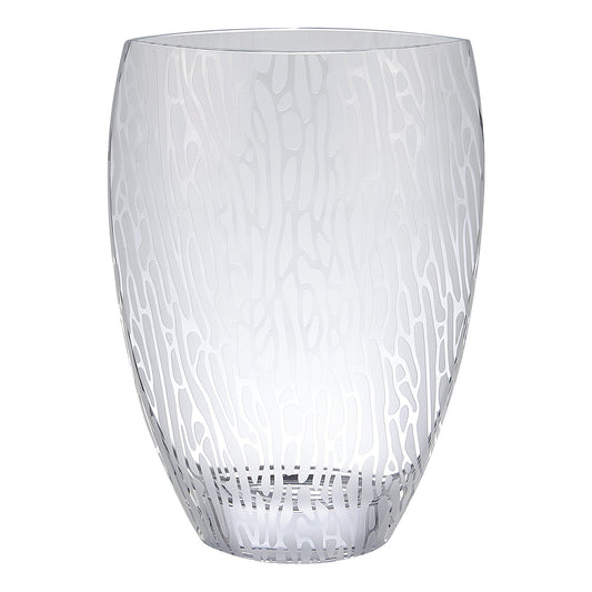12" Clear and Frosted Abstract Oval Crystal Table Vase - Homeroots