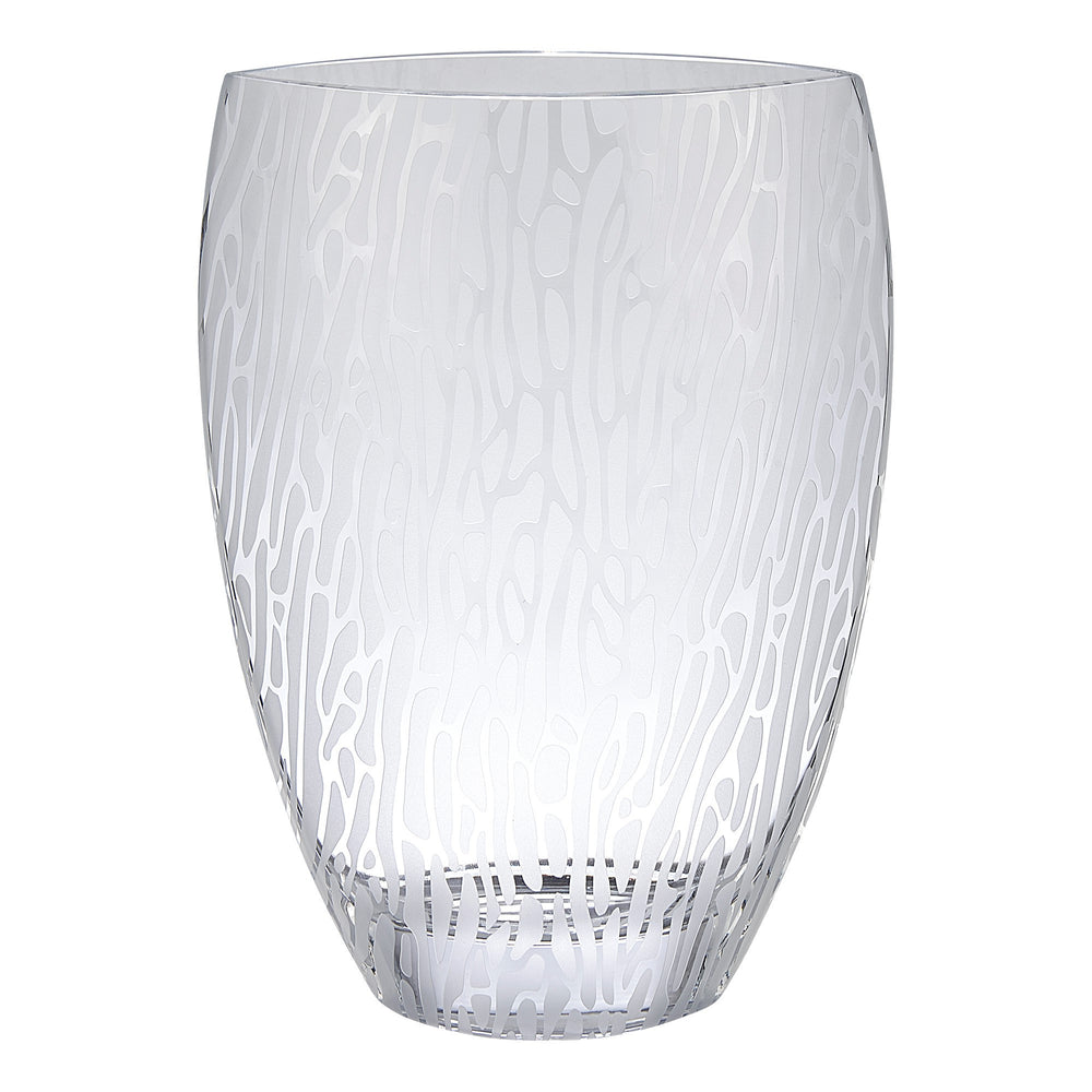 12" Clear and Frosted Abstract Oval Crystal Table Vase - Homeroots - Flyclothing LLC