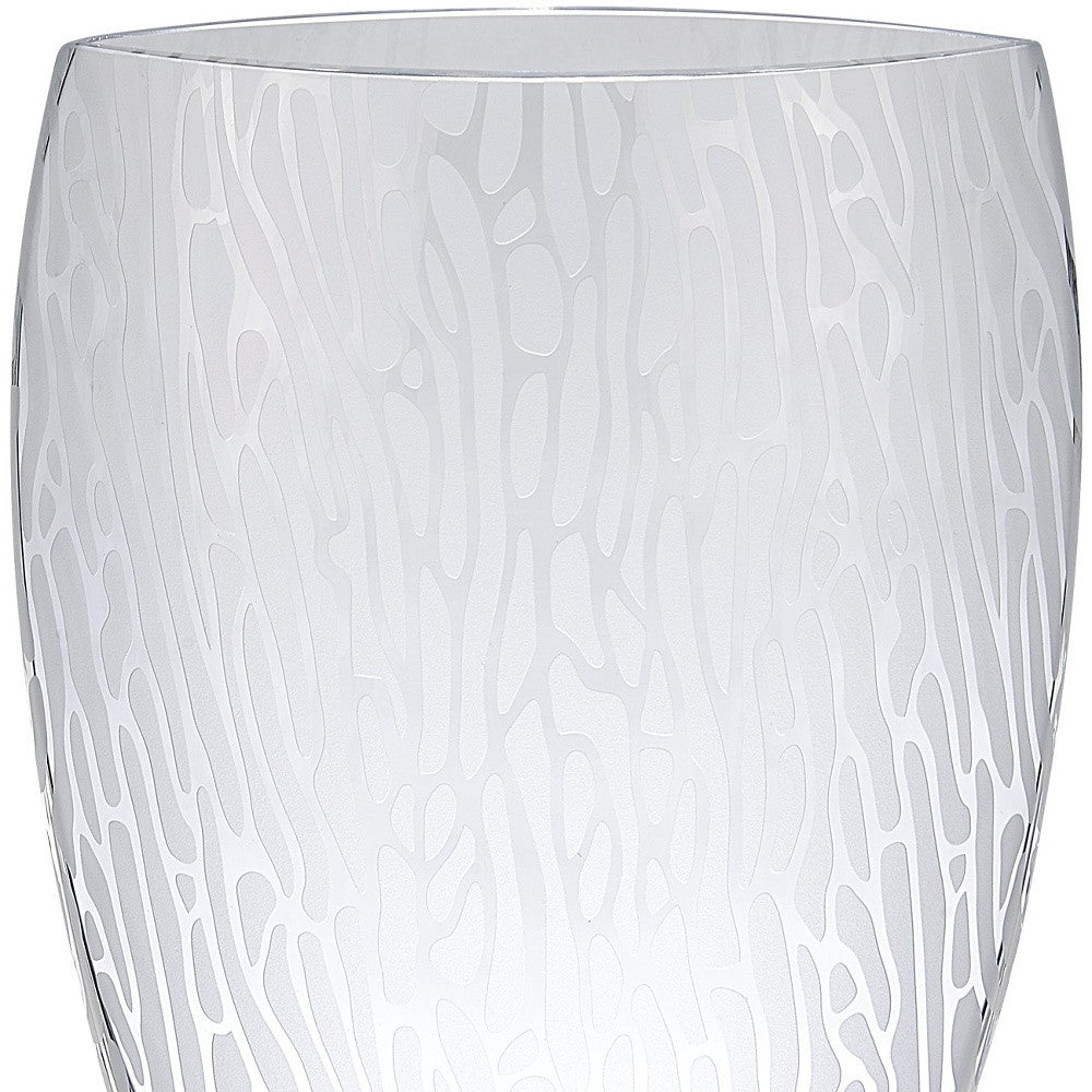 12" Clear and Frosted Abstract Oval Crystal Table Vase - Homeroots - Flyclothing LLC