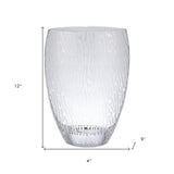 12" Clear and Frosted Abstract Oval Crystal Table Vase - Homeroots - Flyclothing LLC