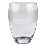 12" Clear With Geometric Pattern Oval Crystal Table Vase - Homeroots - Flyclothing LLC