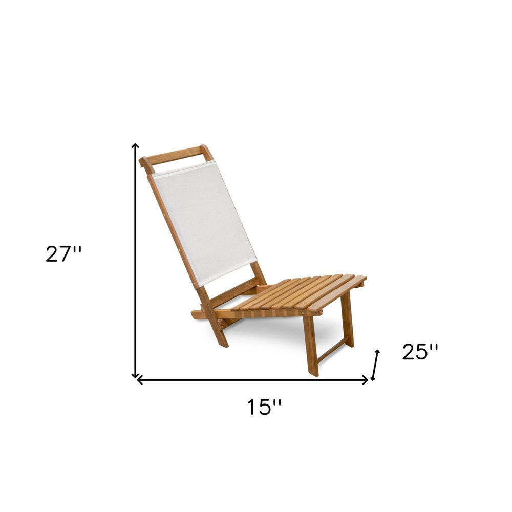 15" Brown and Natural Wood Solid Wood Outdoor Deck Chair - Homeroots