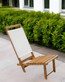 15" Brown and Natural Wood Solid Wood Outdoor Deck Chair