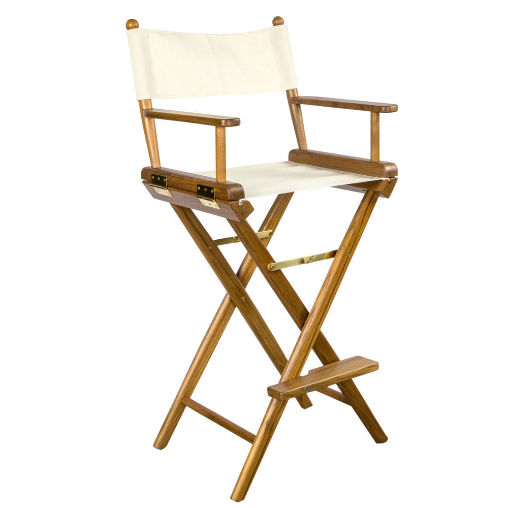 23" Ivory and Brown Solid Wood Indoor Outdoor Director Chair - Homeroots