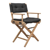 23" Black and Brown Solid Wood Indoor Outdoor Director Chair with Black Cushion - Homeroots