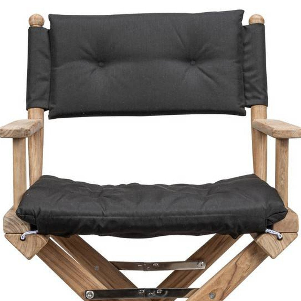 23" Black and Brown Solid Wood Indoor Outdoor Director Chair with Black Cushion - Homeroots