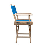 Blue And Brown Solid Wood Director Chair - Homeroots - Flyclothing LLC