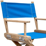 Blue And Brown Solid Wood Director Chair - Homeroots - Flyclothing LLC