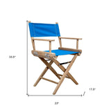 Blue And Brown Solid Wood Director Chair - Homeroots - Flyclothing LLC