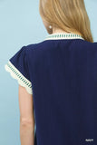 Umgee Contrast Scallop Trim Top - Trendsi - Flyclothing LLC