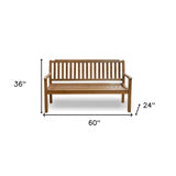 60" Teak Solid Wood Garden Bench - Homeroots