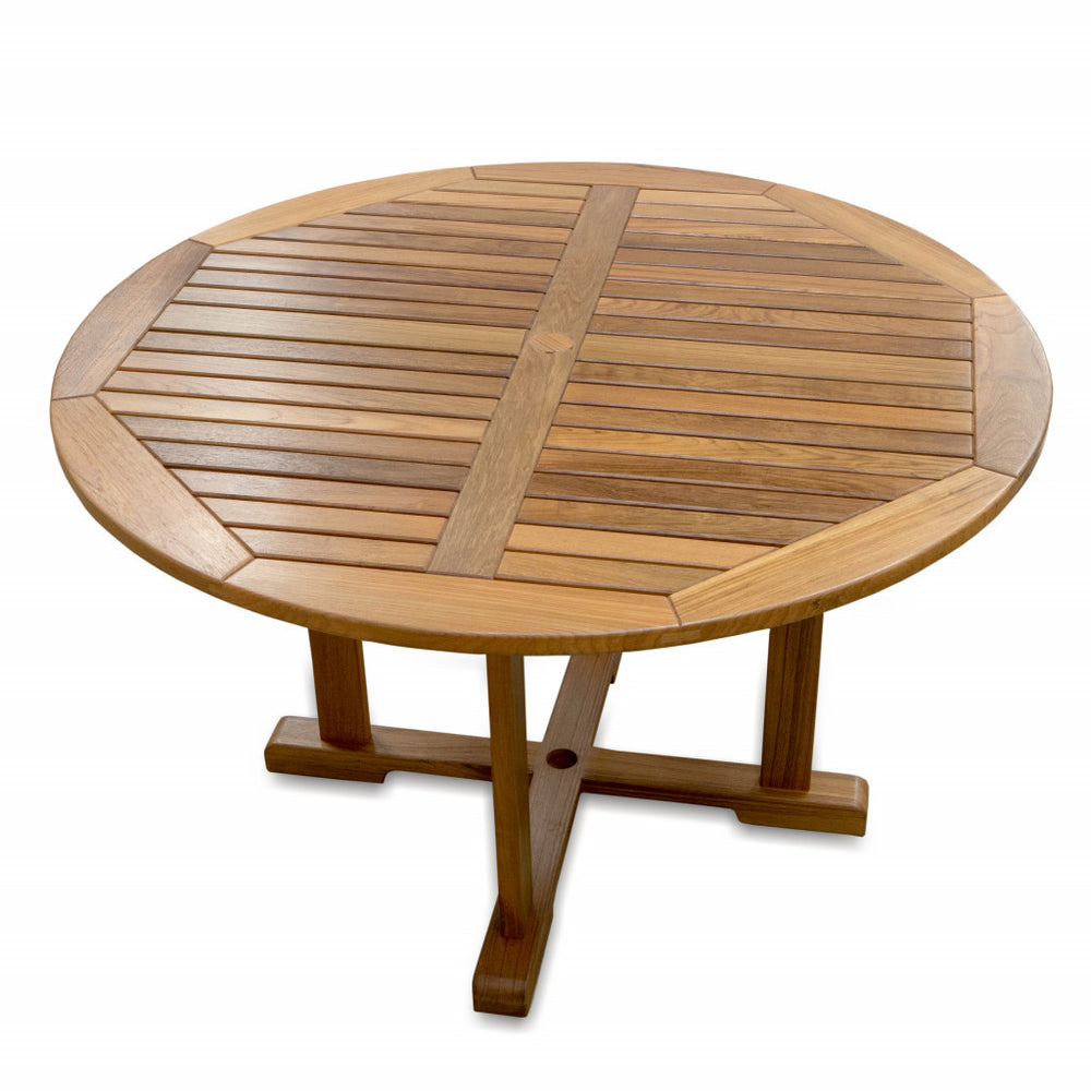 48" Brown Round Solid Teak Wood Dining Table - Homeroots - Flyclothing LLC