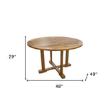 48" Brown Round Solid Teak Wood Dining Table - Homeroots - Flyclothing LLC
