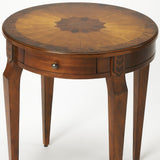 24" Medium Brown And Olive Ash Manufactured Wood Round End Table With Drawer - Homeroots - Flyclothing LLC