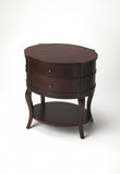 26" Dark Brown And Cherry Solid And Manufactured Wood Oval End Table With Two Drawers And Shelf - Homeroots - Flyclothing LLC