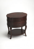 26" Dark Brown And Cherry Solid And Manufactured Wood Oval End Table With Two Drawers And Shelf - Homeroots - Flyclothing LLC